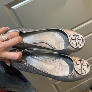 Tory Burch silver flats
